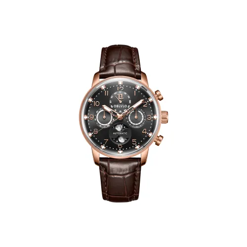 OBLVLO High End Business Casual Mechanical Movement Watch Men's Watches Black Dial