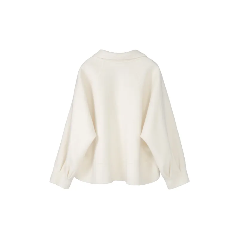 Fstudio Fall And Winter Petite Cropped Coat 100 Sheep Wool Top Women's-3