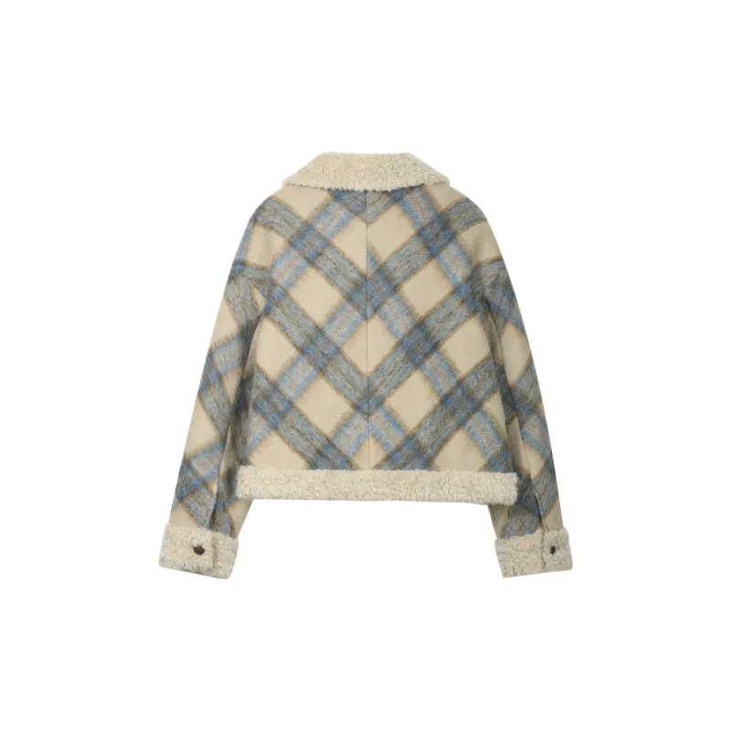 MISHOW Coats Women's Vintage Blue Plaid-1