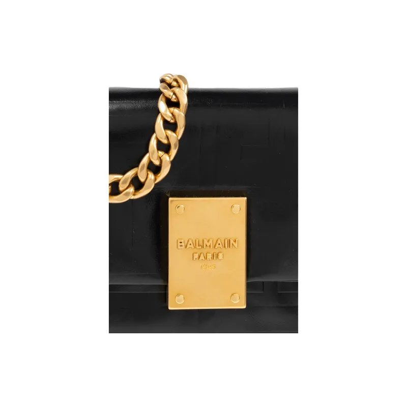 BALMAIN Logo Embossed Flap Small Shoulder Bag-4