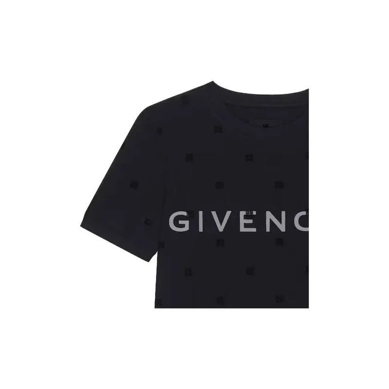 Givenchy All Over Logo Motif Patch Mesh Shirt-5