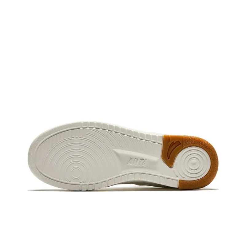 Anta Broken Bamboo Slip Resistant Height Increasing Lightweight Low Top Skateboard Shoes Men's White Yellow-4