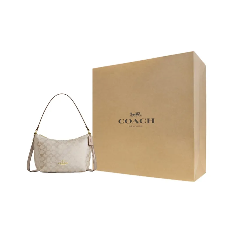 COACH Coated Canvas Portable Crossbody Bag, Shoulder Bag Trumpets Women's Champagne Gold-8