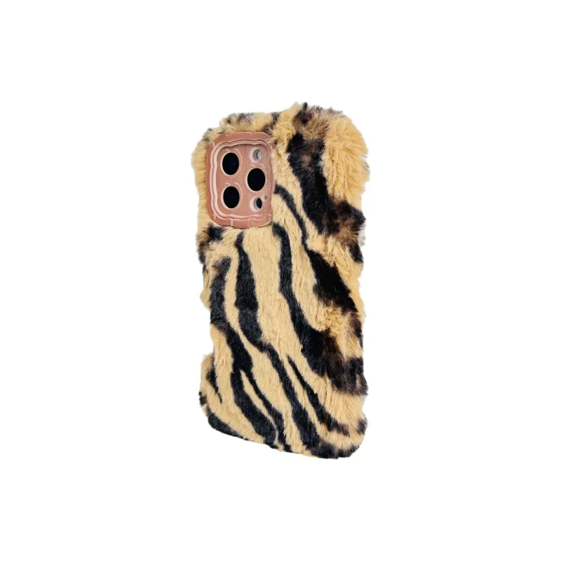 Wei Xin Plush Material Plush Zebra Print Phone Cases Compatible With IPhone 16/15 Pro Max/Apple 13/14 Pro/Max-2