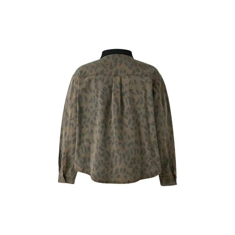 PEDLOR Denim Jacket Unisex Leopard Print-1