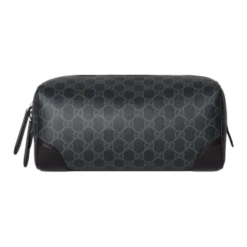 GUCCI GG Emblem Fabric Makeup Bag Medium Size Men's Black