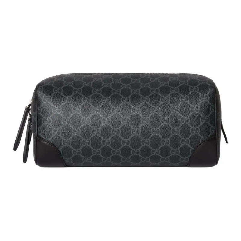 GUCCI GG Emblem Fabric Makeup Bag Medium Size Men's Black-0