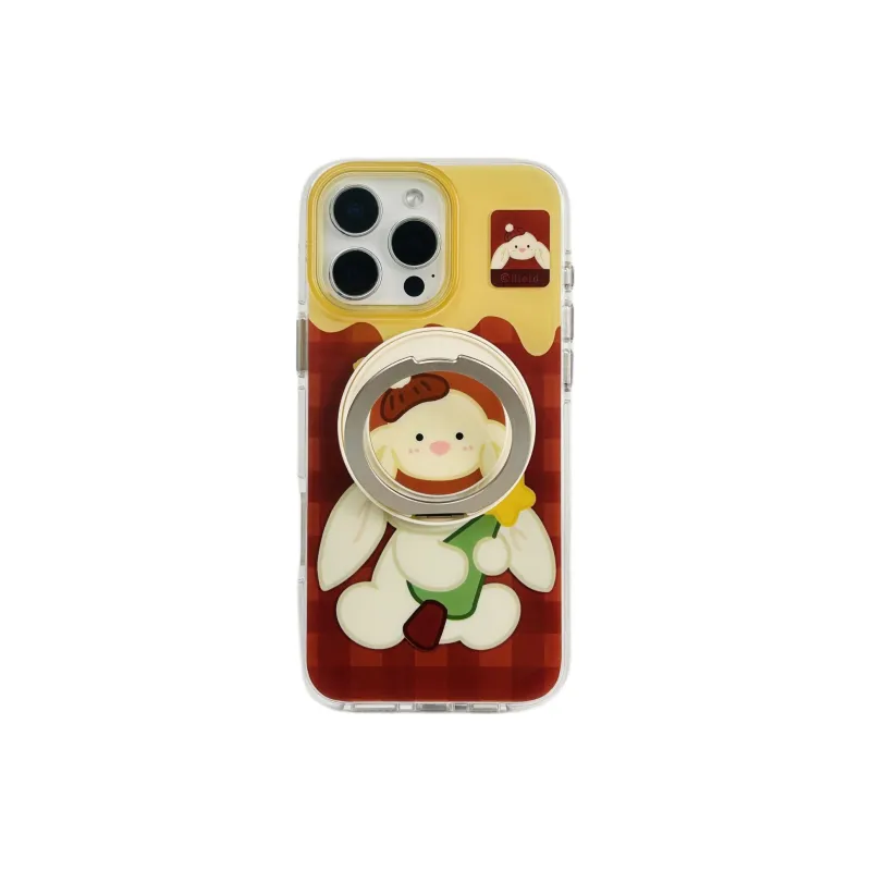 Wei Xin Acrylic Material Rabbit Magnetic Stand Phone Cases Compatible With IPhone 16/15 Pro Max/Apple 13/14 Pro/Max-2