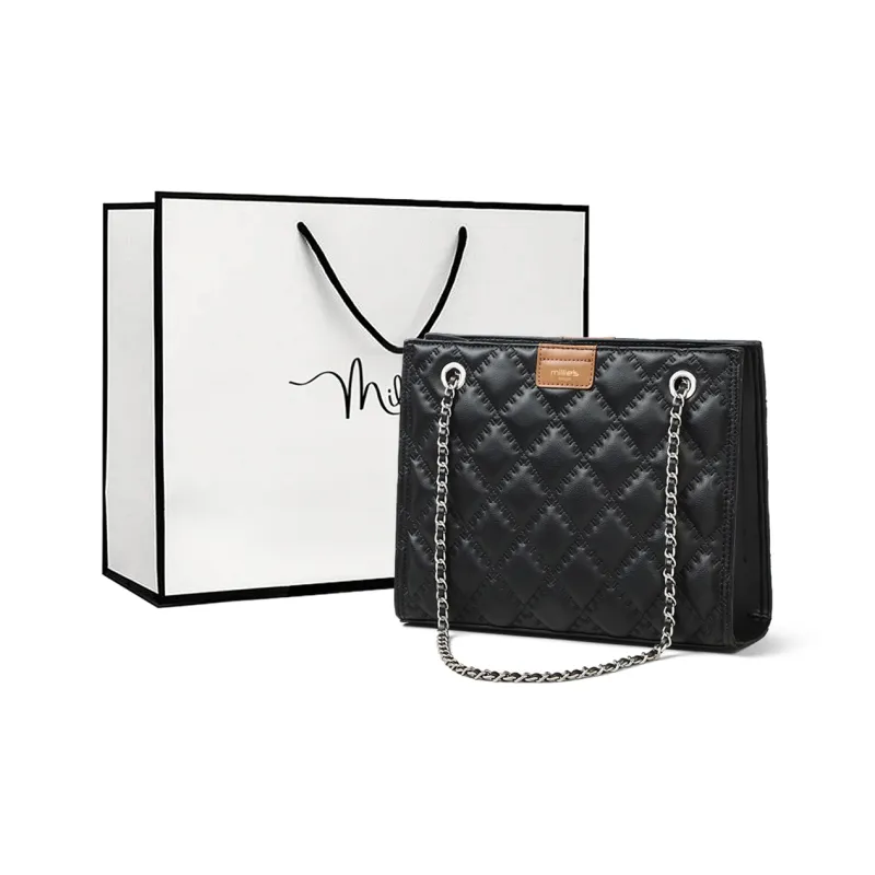 MILLIE'S Cow Leather With Synthetic Leather Tote Bag, Shoulder Bag Regular Women's Black-0
