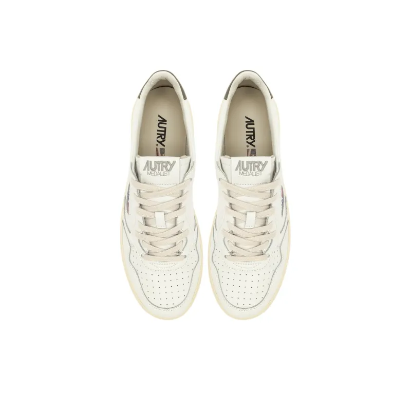 AUTRY Medalist Leather Low White Covert Green-3