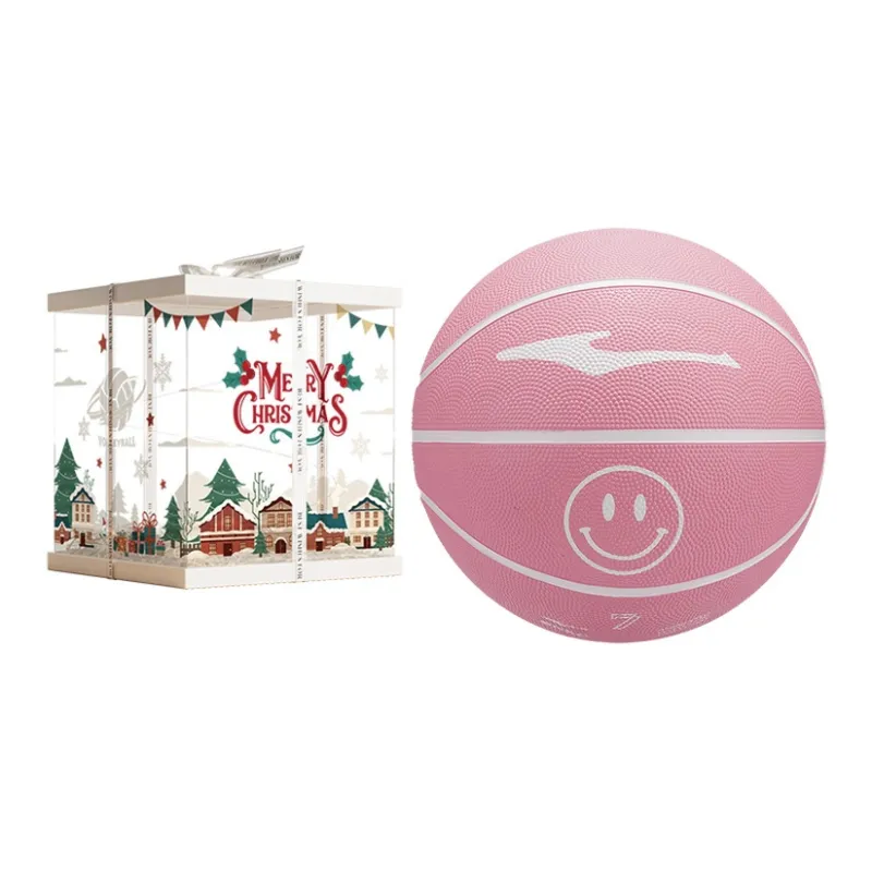 Erke Smiley Face Collection Rubber Basketball White Pink Size 7.5 Training Competition Unisex-8