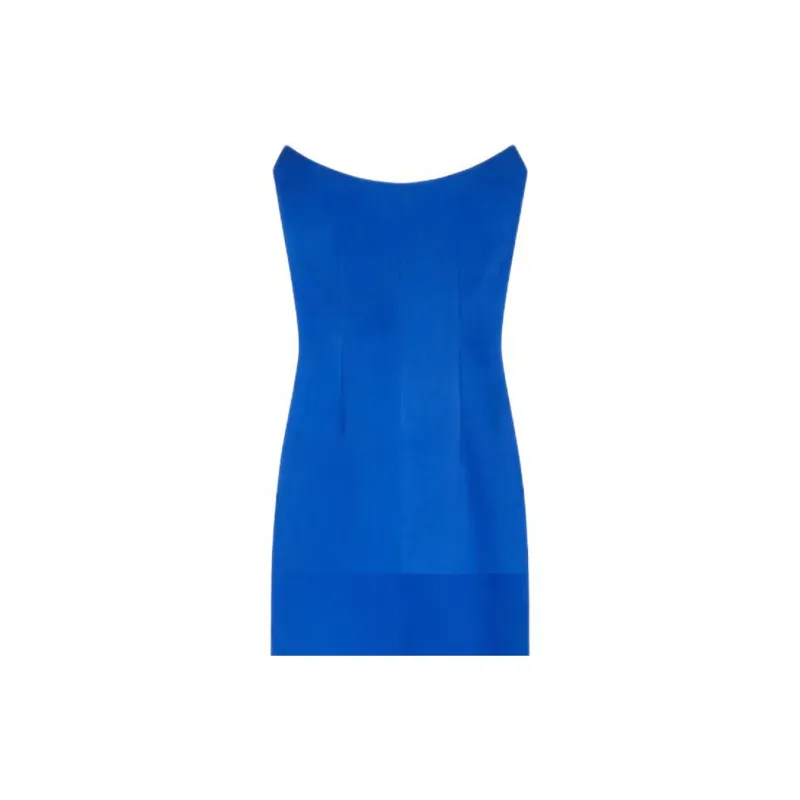 GIVENCHY Asymmetric Bustier Dress In Suede Sleeveless Dress Women's Blue-4