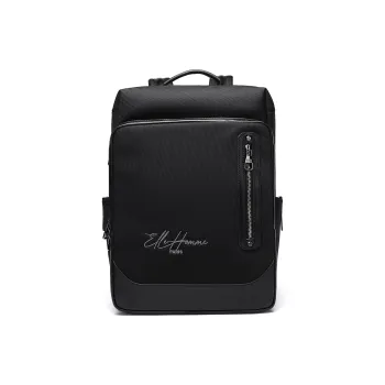 ELLE HOMME Fabric With Cow Leather Backpack Regular Men's Black