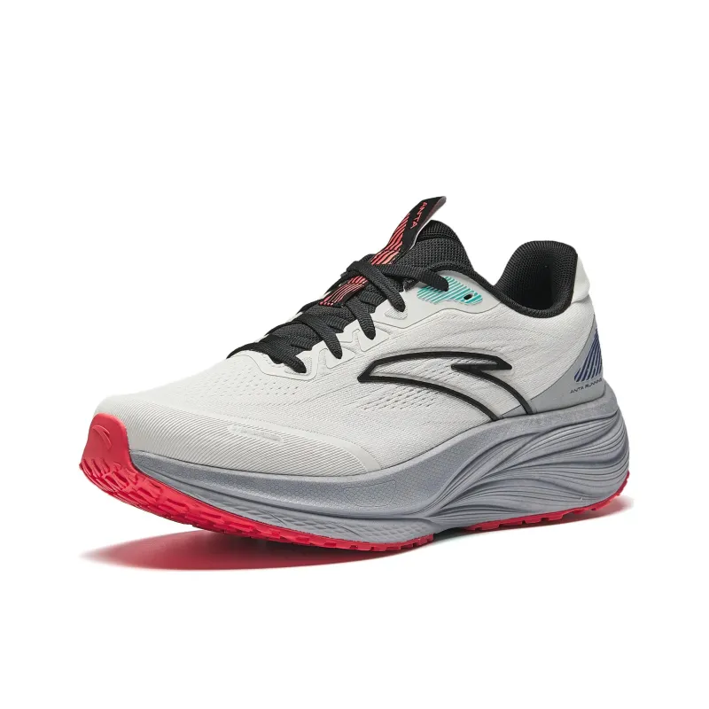 Anta Cushioned Height Increase Wear Resistant Breathable Low Top Casual Running Shoes Men's White Black Gray-2