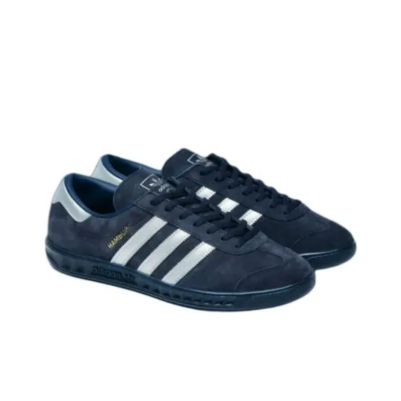 Adidas Originals Hamburg Anti Slip Wear Resistant Low Top Skateboard Shoes Unisex Marine Blue-2