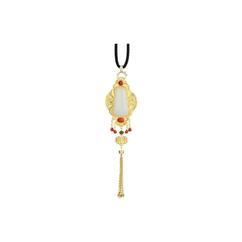 Royal Heaven's Choice Hetian Jade Necklaces Pale Greenish White Jade Unisex-3