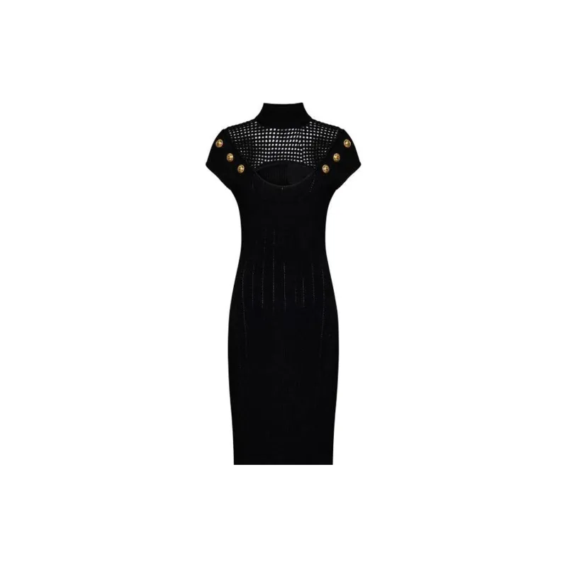 BALMAIN Cut-Out Detailed Ribbed Dress-5