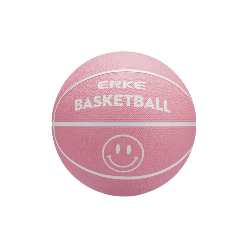 Erke Smiley Face Collection Rubber Basketball White Pink Size 7.5 Training Competition Unisex-1