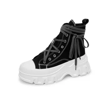 SLNU 3 Anti Slip And Wear Resistant Height Increasing High Top Canvas Shoes Unisex Black White