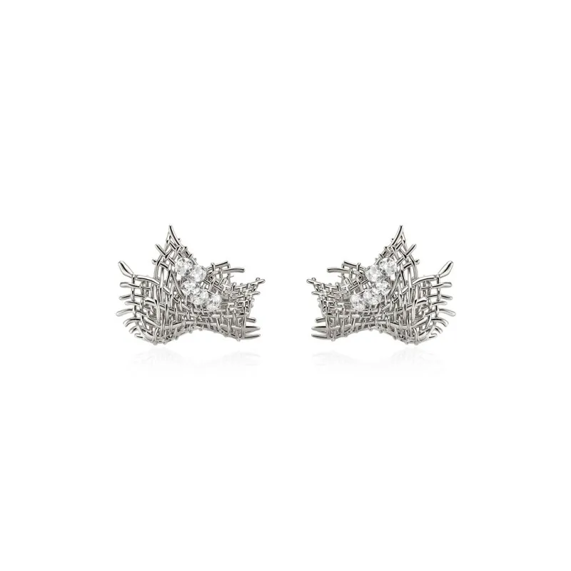 BOONEE ALUS Copper Gold Plated/White Gold Plated Copper 925 Sterling Silver Needle Stud Earrings Women's-2