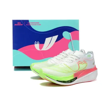 DUANGOU Running Shoes Unisex Low Top White Green Pink/Glow In The Dark