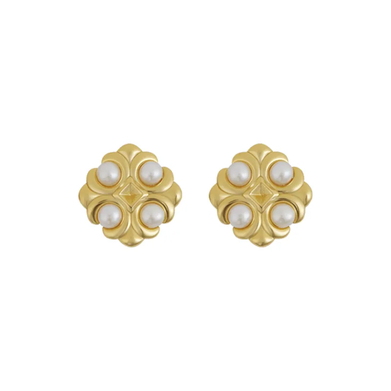 Bi disc Natural Freshwater Pearls Stud Earrings Unisex-1