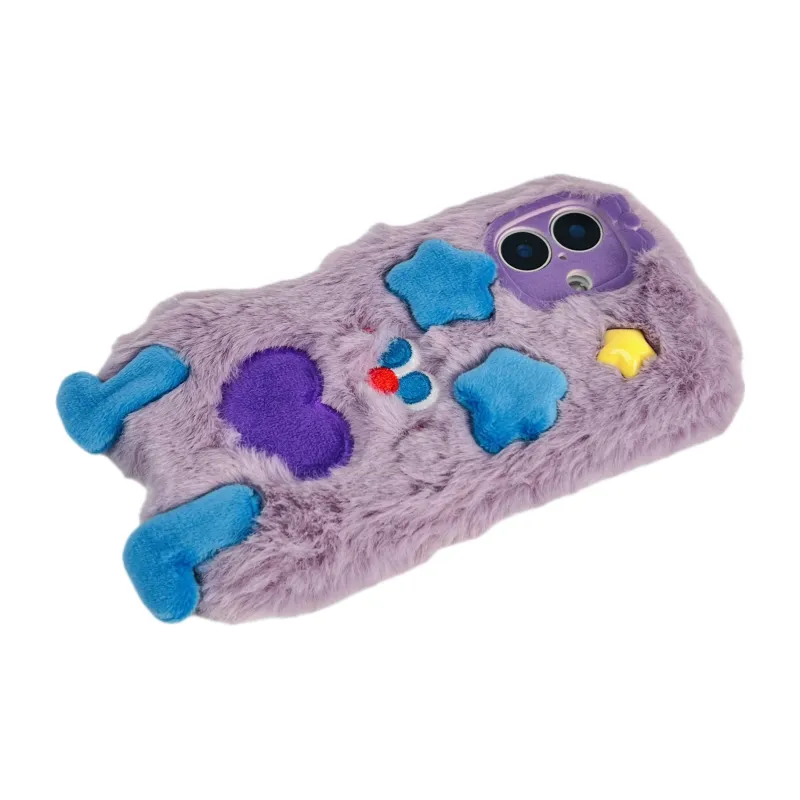 Wei Xin Plush Material Plush Cartoon Expression Phone Cases Compatible With IPhone 16/15 Pro Max/Apple 13/14 Pro/Max-3