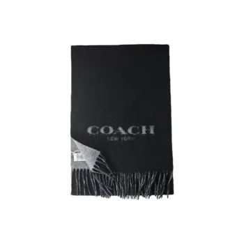 COACH Wool Knit Scarves Unisex Black