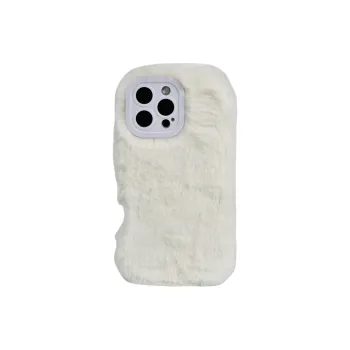 Wei Xin Plush Material White Brown Plush Phone Cases Compatible With IPhone 16/15 Pro Max/Apple 13/14 Pro/Max