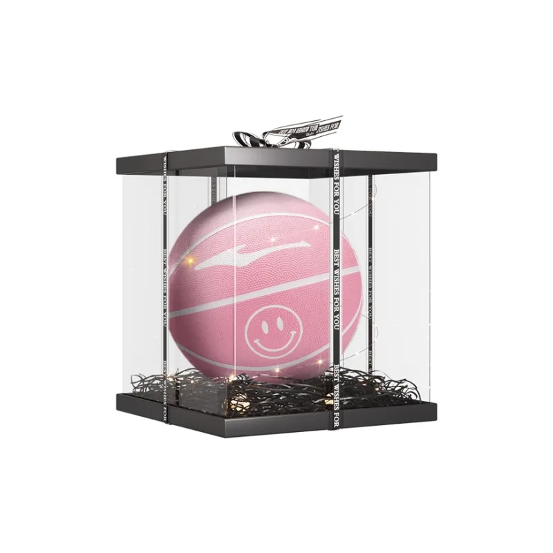Erke Smiley Face Collection Rubber Basketball White Pink Size 7.5 Training Competition Unisex-5