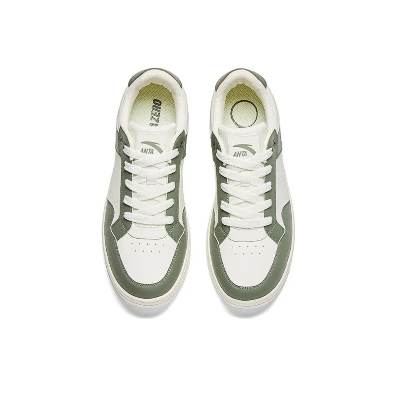 Anta Broken Bamboo Anti Slip And Wear Resistant Lightweight Low Top Skateboard Shoes Men's White Green-2