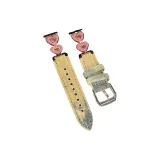 Gold Pink Heart Yellow Green Denim-Leather Strap