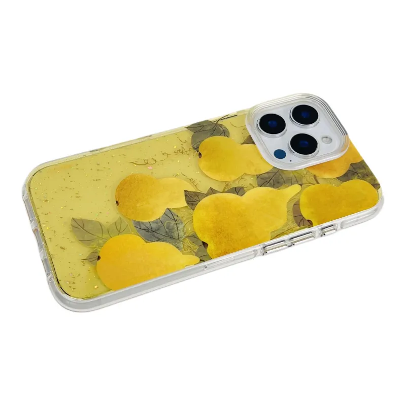 Wei Xin Acrylic Material Glitter Yellow Gourd Phone Cases Compatible With IPhone 16/15 Pro Max/Apple 13/14 Pro/Max-3