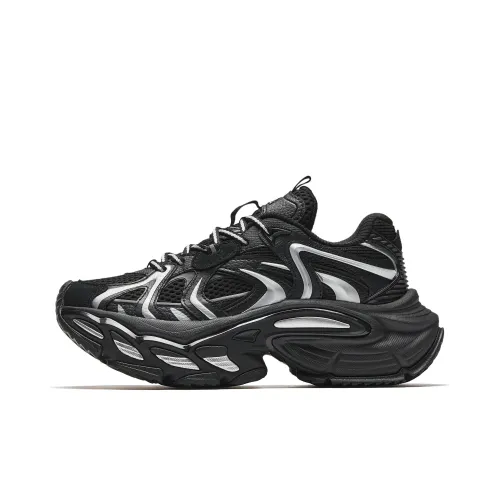 Anta Anti Slip Wear Resistant Low Top Chunky Sneakers Women's Black Silver