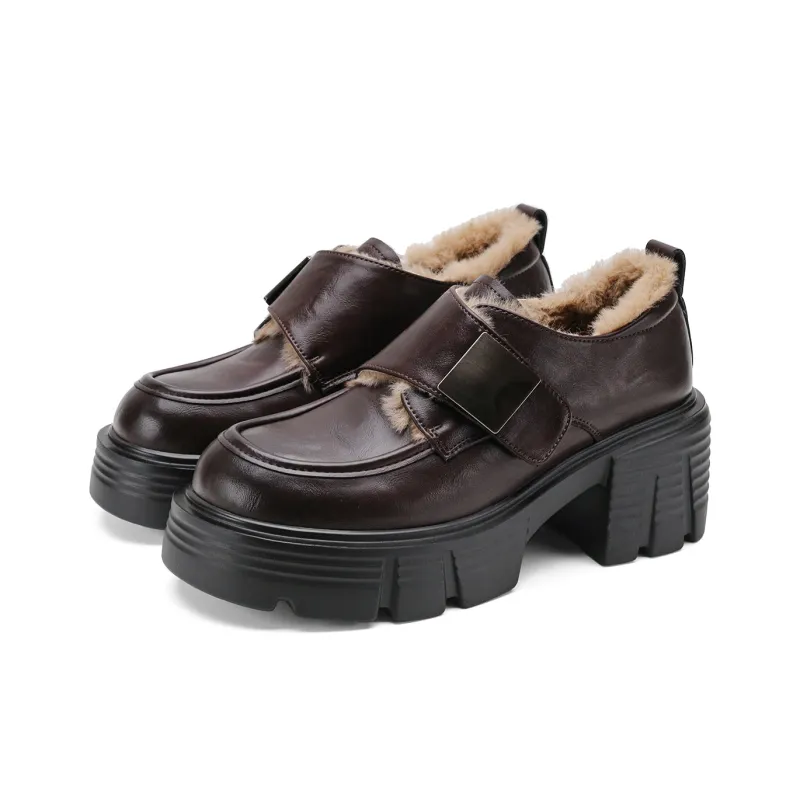 SAFIYA Loafers Women's Black Fleece Lined Brown Fleece Lined-5