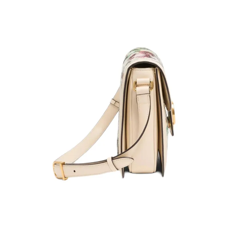 Valentino Jacquard Fabric Shoulder Bag Women's Butter & Multicolor-3