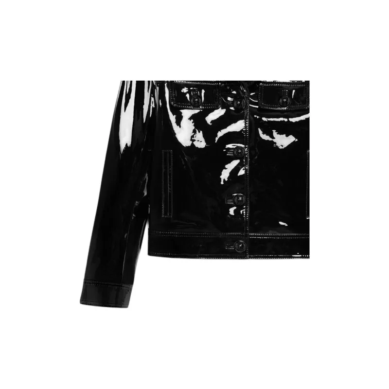 CELINE Straight Blouson Jacket In Patent Lambskin Leather-3