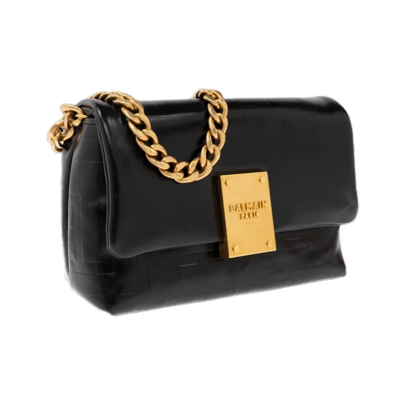 BALMAIN Logo Embossed Flap Small Shoulder Bag-1