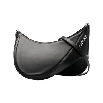 Mugler Leather Shoulder Bag Tubas Women's Black