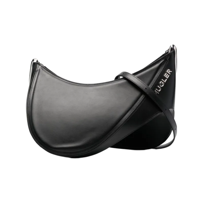 Mugler Leather Shoulder Bag Tubas Women's Black-0