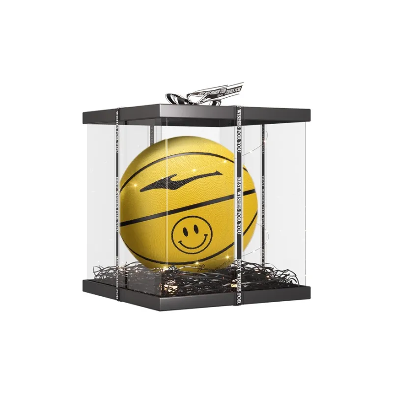 Erke Smiley Face Collection Rubber Basketball Black Yellow Size 7.5 Training Competition Unisex-5