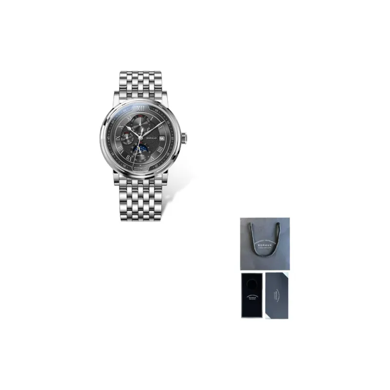BORMAN Automatic Mechanical Movement Stainless Steel Watchband Watch Men's Watches White Dial-3