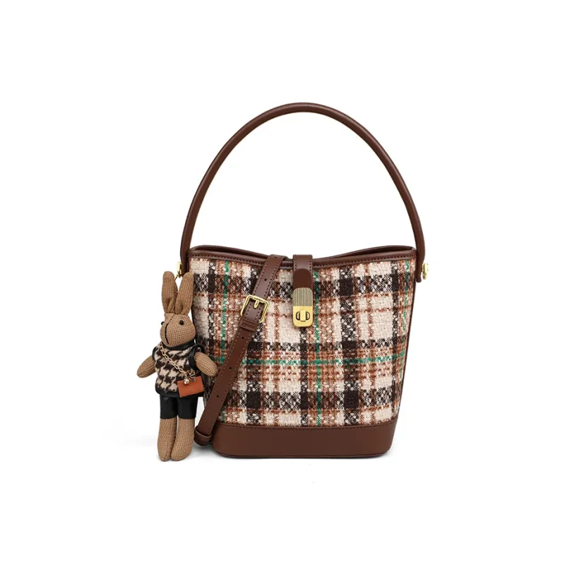 MILLIE'S Fabric, Synthetic Leather Handbag, Shoulder Bag, Crossbody Bag, Bucket Bag Regular Women's Coffee-3