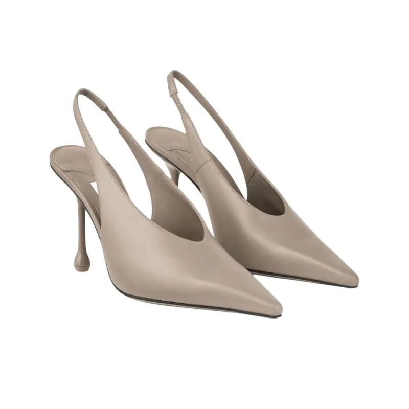 Jimmy Choo Isa Slim Heel High Heels 9.5cm Women's Taupe-2