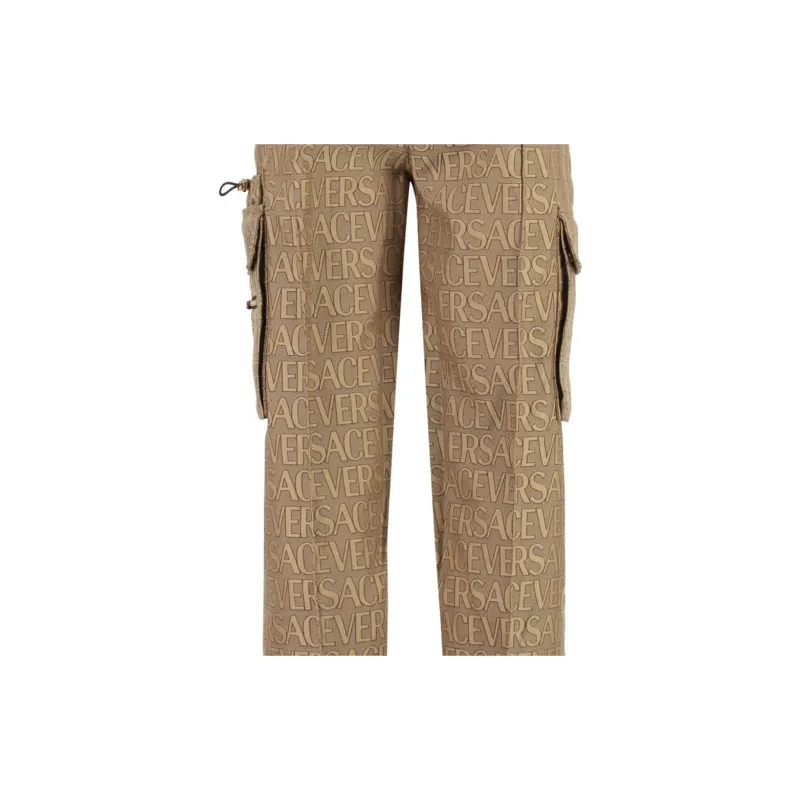 VERSACE JEANS COUTURE Allover Logo Printed Mid Rise Cargo Trousers-3