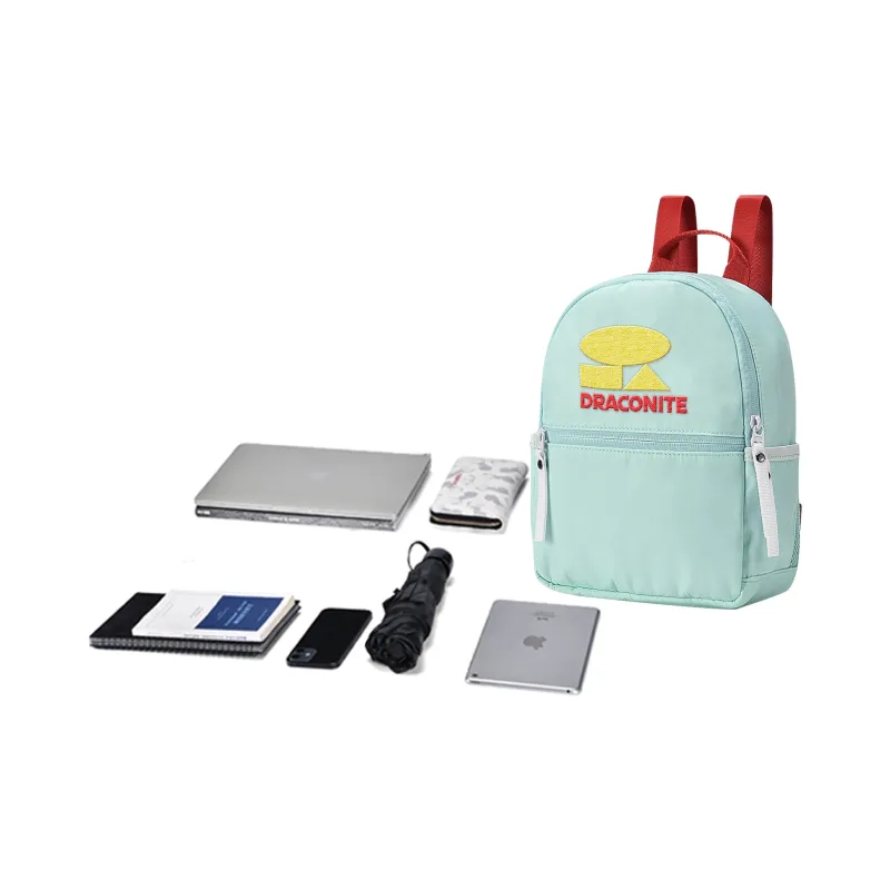 DRACONITE Polyester Backpack Students Backpack Backpack Regular Unisex White/Mint Green-4