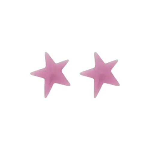 SAINT LAURENT Metal Resin Brass Earrings Women's Pink