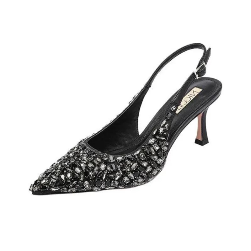 NICOLI Foligne Slim Heel High Heels 7cm Women's Black-2