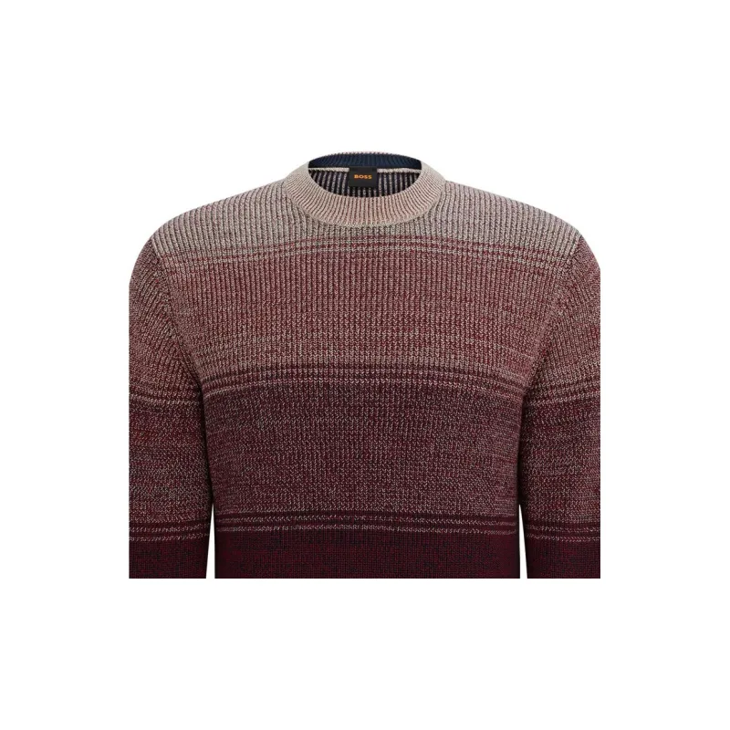 HUGO BOSS Cotton Blend Regular Fit Sweater With Degradé Knit Sweater Men's Red-5