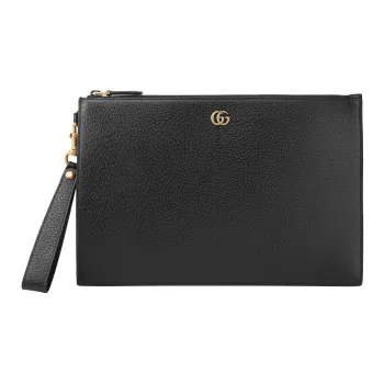 GUCCI GG Marmont Leather Clutch Men's Black